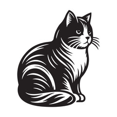 Obraz premium Cat drawing vector line art illustration printable for kids and craft lovers