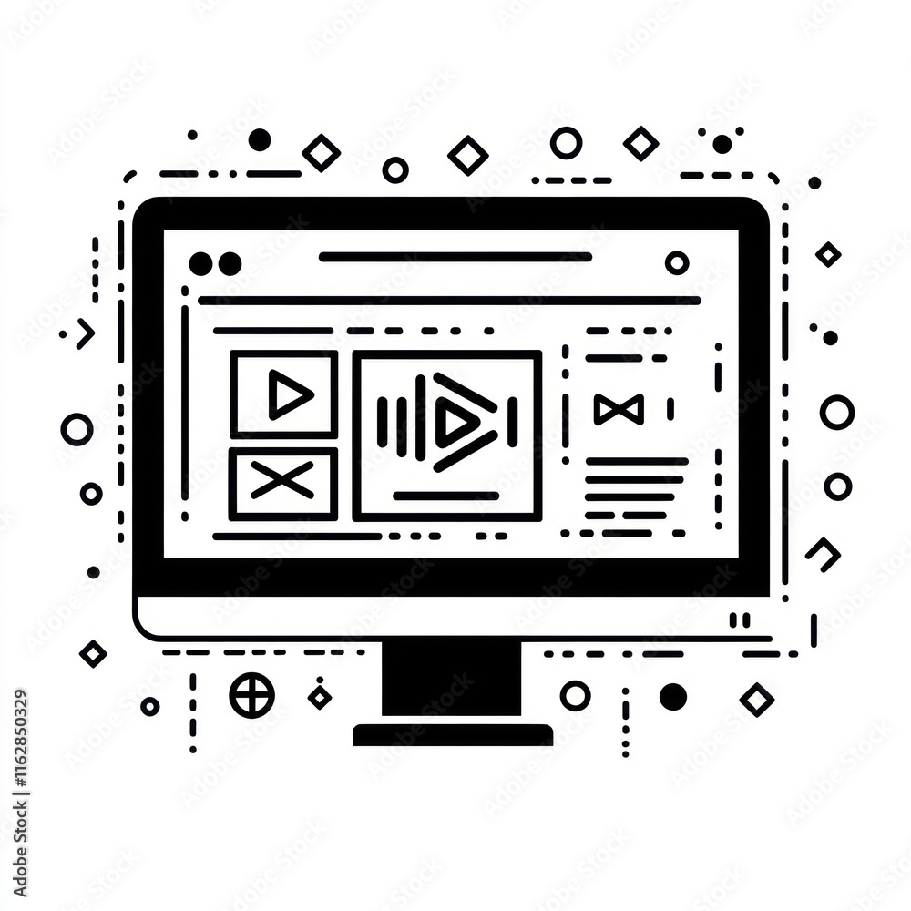 Poster computer screen displaying media player interface design