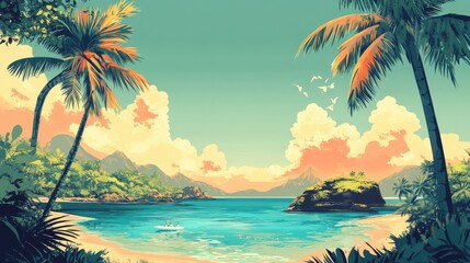 Tropical Island Paradise Scenic Beach Scene