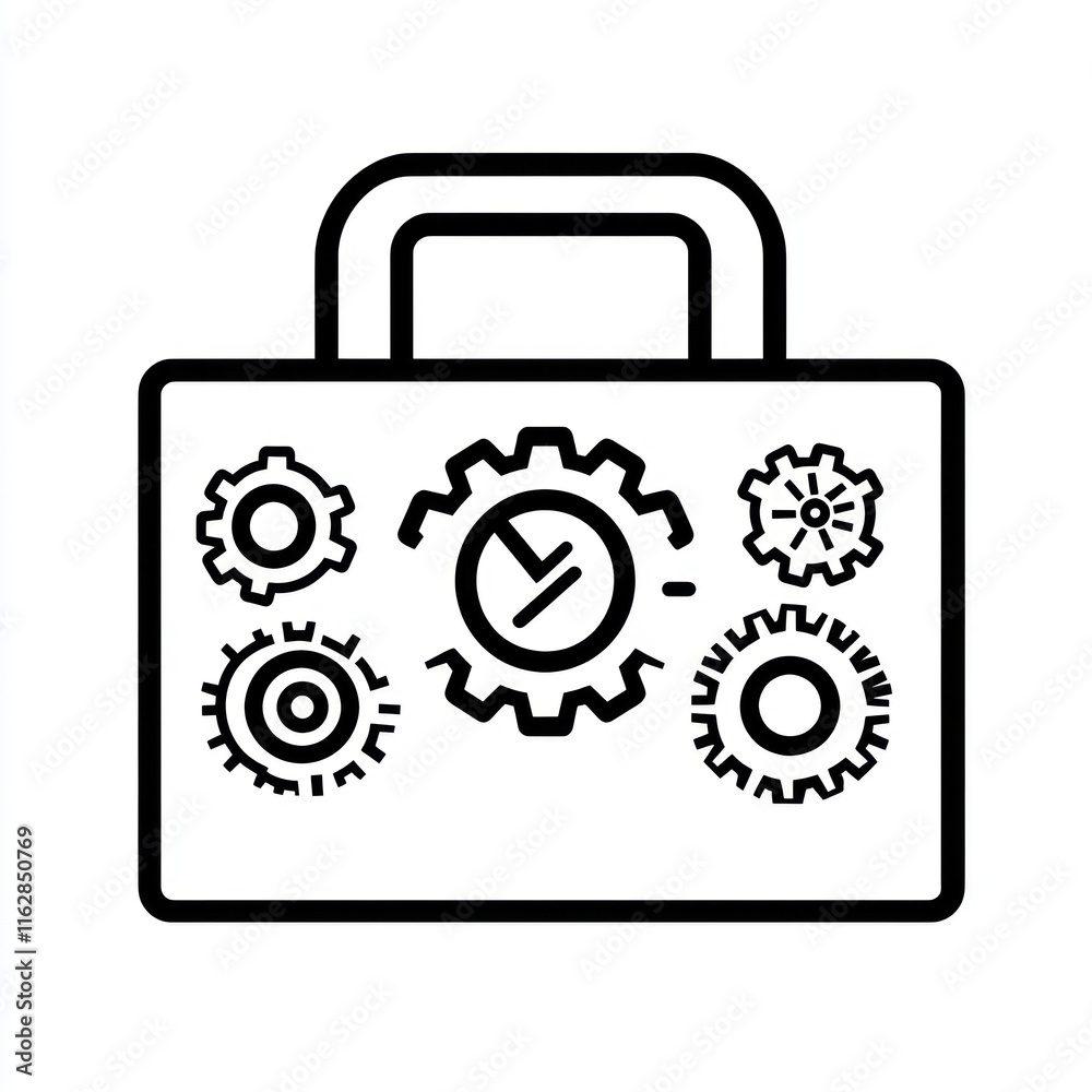 Poster briefcase with multiple gears depicting process optimization