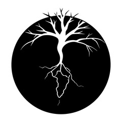 Earth with Roots vector silhouette