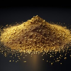 A glistening pile of golden dust with shimmering particles floating in the air