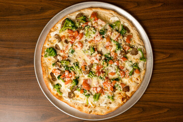 White pizza on a tray