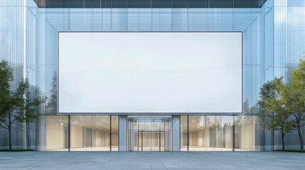 Obraz premium Modern Empty Glass Billboard for Urban Advertising Design and Promotion