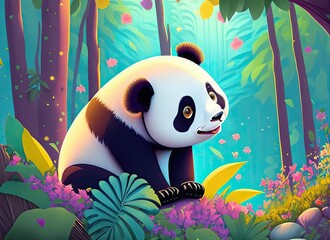A Panda Bear in the Jungle, pop art style