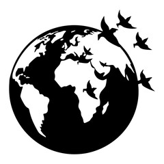 Earth and Birds vector silhouette