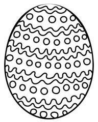 Outline Easter egg with waves and circles, creative coloring page for holiday activity