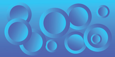 Tech geometric background with abstract light blue circles. Vector banner design, liquid fluid circles mustard, green mint, blue color beautiful background with halftone texture.