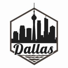 Fototapeta premium A detailed vector illustration featuring the iconic silhouette of Reunion Tower with the Dallas skyline, capturing the essence of the city architectural beauty and urban landscape