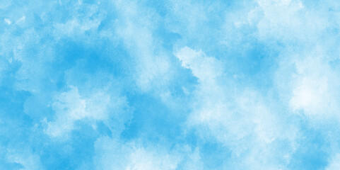 Soft and cloudy blue sky Watercolor background texture,The sky blue texture clouds, blue watercolor paper texture background,Light blue watercolor paper texture background with splashes,