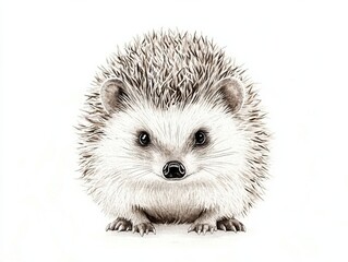 Obraz premium Happy hedgehog portrait white background animal cute environment close-up view whimsical concept