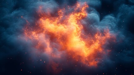 Fiery explosion of orange clouds in a dynamic sky