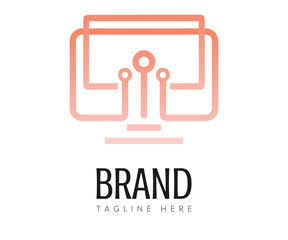 Computer logo icon design template elements. Usable for Branding, Business and Technology Logos.