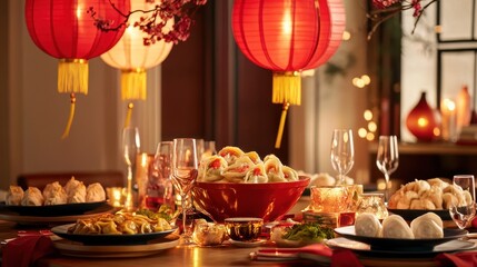 Elegant Dining Table with Delightful Dumplings Decor