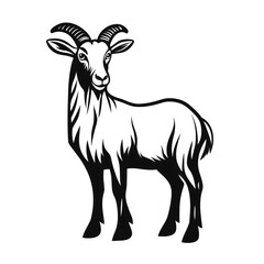 Fototapeta premium Black Goat Silhouette Icon Illustration on White Background for Farm and Agriculture Design isolated