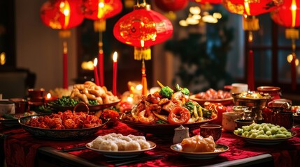 Vibrant Chinese Table Setting for Celebration