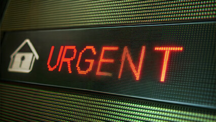 Fototapeta premium Urgent Red LED Sign Display in Business Corporate Setting