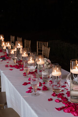 Candlelight Dinner laced with Pink Rose Petals