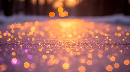 Golden Sunset Glimmering On Snowy Surface