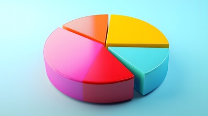 Colorful Three Dimensional Pie Chart Graphic Representation