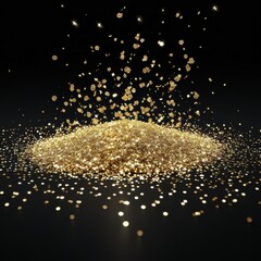 A glistening pile of golden dust with shimmering particles floating in the air