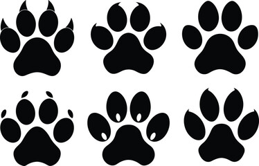 Dog paw silhouette illustration design vector