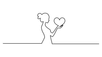 Minimalist  love shape continuous one-line drawing vector illustration