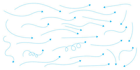 Collection hand drawn arrows. Set simple curved arrows isolated on white background. Collection of pointers. Vector illustration. Blue curve arrow set. blue hand drawn curve arrow set. 