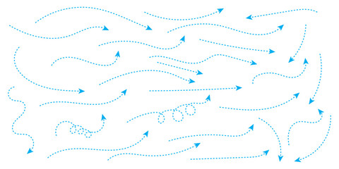 Collection hand drawn arrows. Set simple curved arrows isolated on white background. Collection of pointers. Vector illustration. Blue curve arrow set. blue hand drawn curve arrow set. 