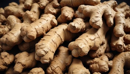 Vibrant ginger root, knobbly texture, isolated ,  asian cuisine,  root vegetable