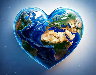 planet earth in a glass heart, celebrating love and the beauty of our world