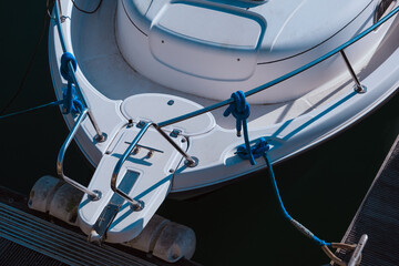 Top view from a Yacht anchored in a marina