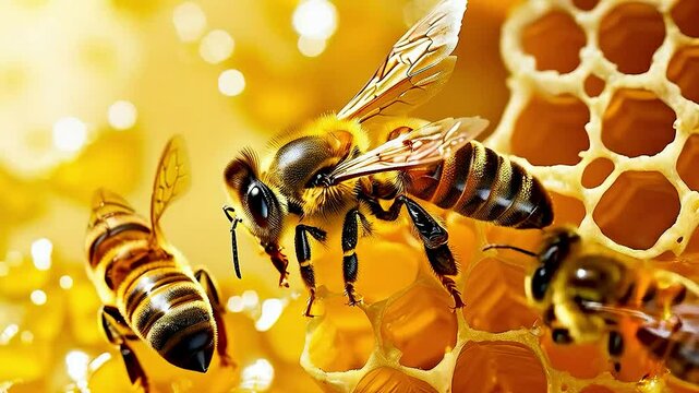 a bee  and  honey