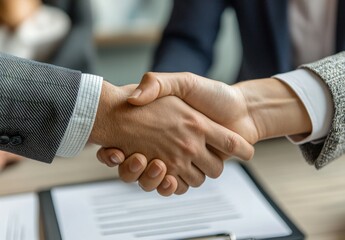 Close-up of Businesspeople Handshake Deal Agreement