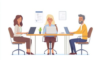 Business people having a business meeting. Happy diverse business team young and old workers talking brainstorming on project in office, Generative AI
