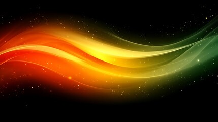 Obraz premium Abstract Orange Yellow Green Waves With Sparkles