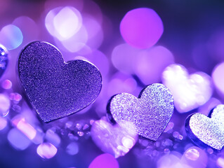 Obraz premium Valentine's hearts on bokeh background