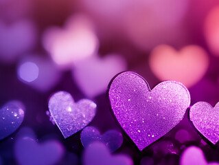 Fototapeta premium Valentine's hearts on bokeh background