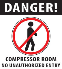 Compressor room danger sign vector.eps