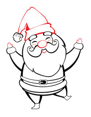 New year and Christmas greeting card. Cute cartoon Santa Claus