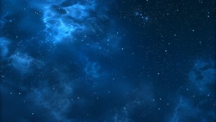 Obraz premium Deep space, cosmic nebula, swirling blue clouds, starry night sky, celestial beauty, ethereal glow, astronomical wonder, galactic formation, interstellar dust, cosmic mist, vast universe, vibrant blue