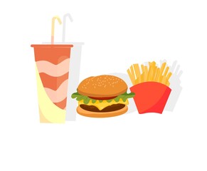 hamburger and fries, junk food illustration cheeseburger bun sandwich fast food 