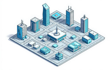 Isometric Smart City Concept Illustration