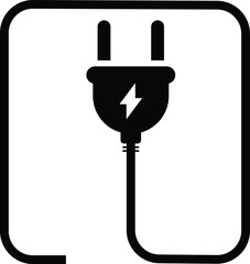 electrical plug symbol, lightning bolt, minimalist design, power symbol, energy efficiency, electrical safety, vector graphic, simple illustration