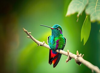 A Hummingbird in the forest, pop art style