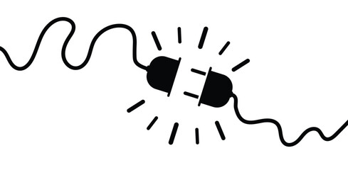 electrical plug symbol, lightning bolt, minimalist design, power symbol, energy efficiency, electrical safety, vector graphic, simple illustration