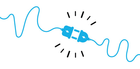 Electric socket with plug icon. Electric plug and outlet socket unplugged. cable of energy disconnect sign. symbol electric plug design