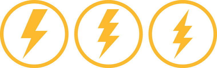 Flash icons collection. Electric symbols. Electric lightning symbols. Flash light sign. Electric vector icons, Bolt lightning flash icons