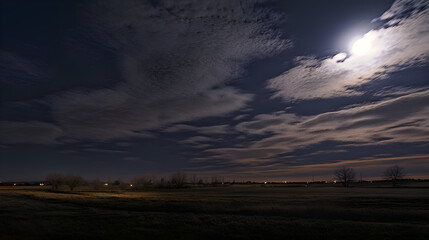 Fototapeta premium Night-time Seascape with Full Moon: Tranquil Ocean View Under the Moonlight