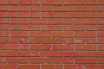 Red brick wall, close-up, texture